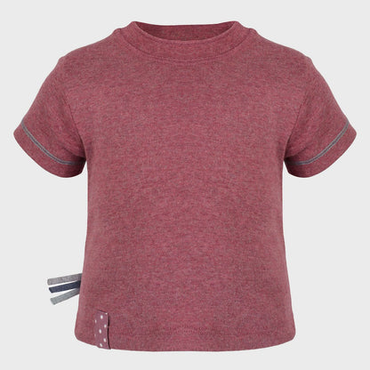Kinder T-Shirt aus Bio-Baumwolle – Bordeaux, gerippt & weich